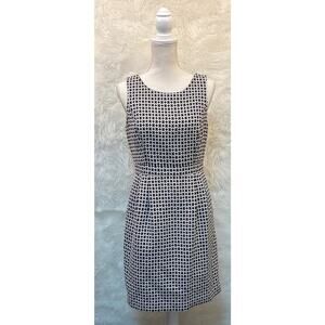 White House Black Market Size 6 Dress Black White Geometric Print EUC Sleeveless